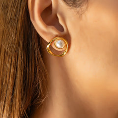 Halo Drop Earrings Gold