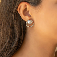 Halo Drop Earrings Silver