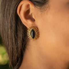 Black Sunburst Earrings